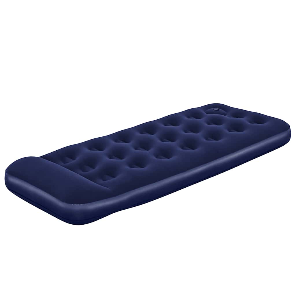 Oppblåsbar flokket luftseng med innebygd pumpe 185x76x22 cm