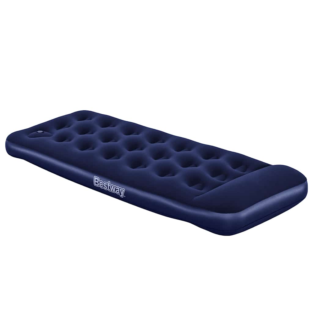 Oppblåsbar flokket luftseng med innebygd pumpe 185x76x22 cm