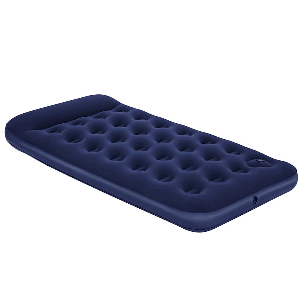 Oppblåsbar flokket luftseng med innebygd pumpe 188x99x28 cm