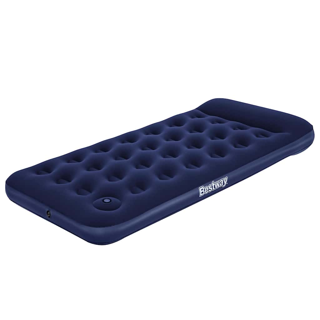 Oppblåsbar flokket luftseng med innebygd pumpe 188x99x28 cm