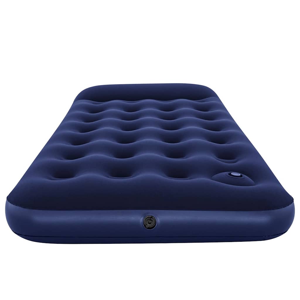Oppblåsbar flokket luftseng med innebygd pumpe 188x99x28 cm
