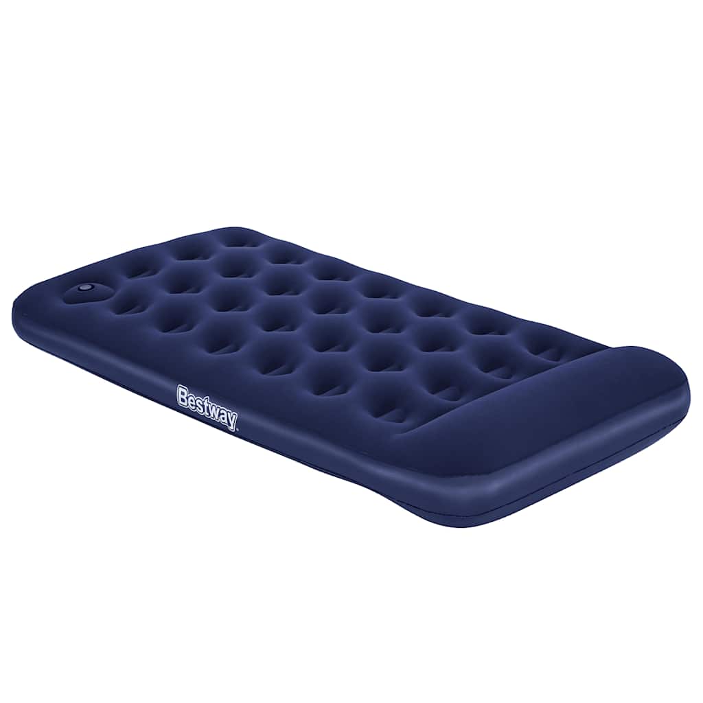 Oppblåsbar flokket luftseng med innebygd pumpe 188x99x28 cm