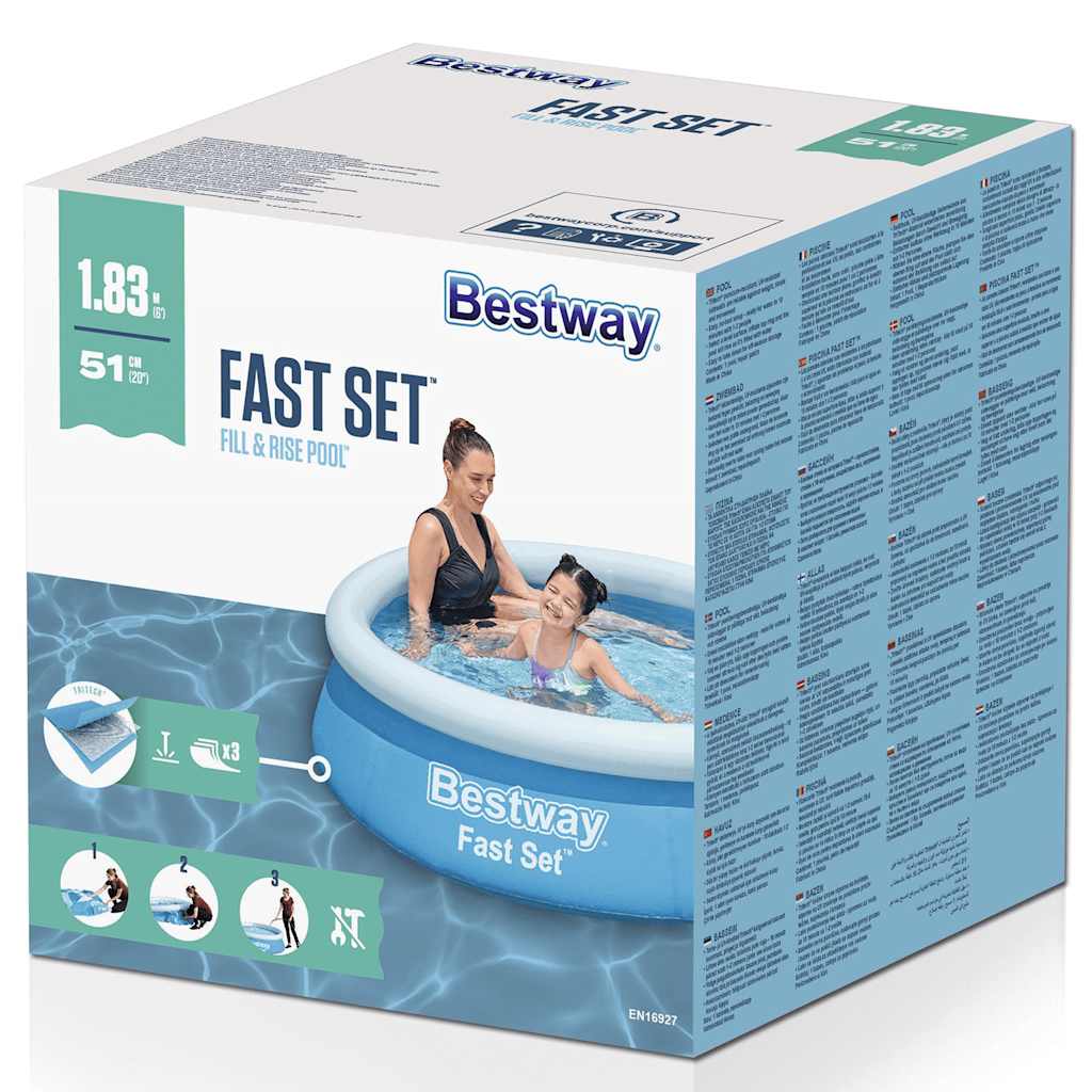Oppblåsbart basseng Fast Set rundt 183x51 cm blå