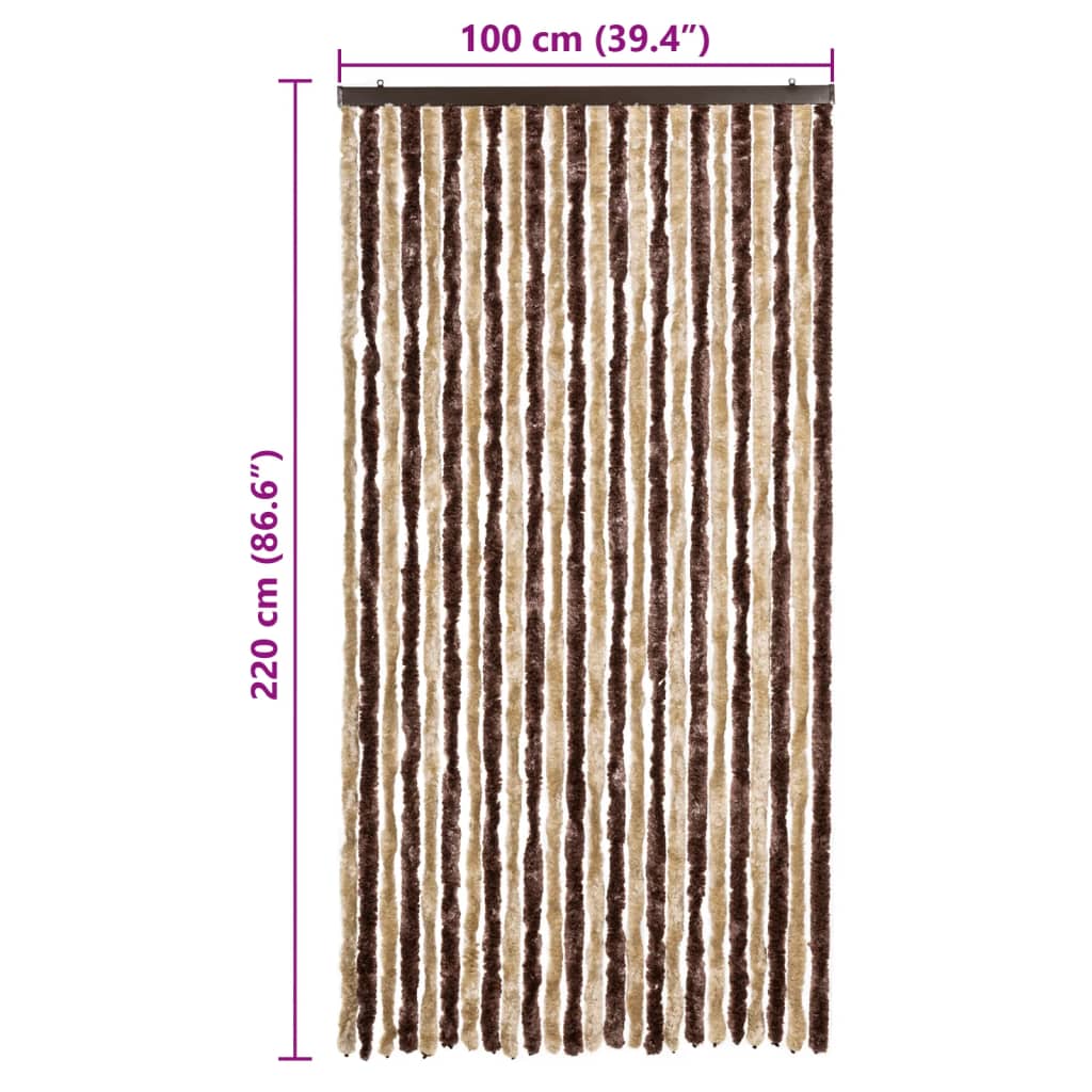 Insektgardin beige og lysebrun 100x220 cm chenille