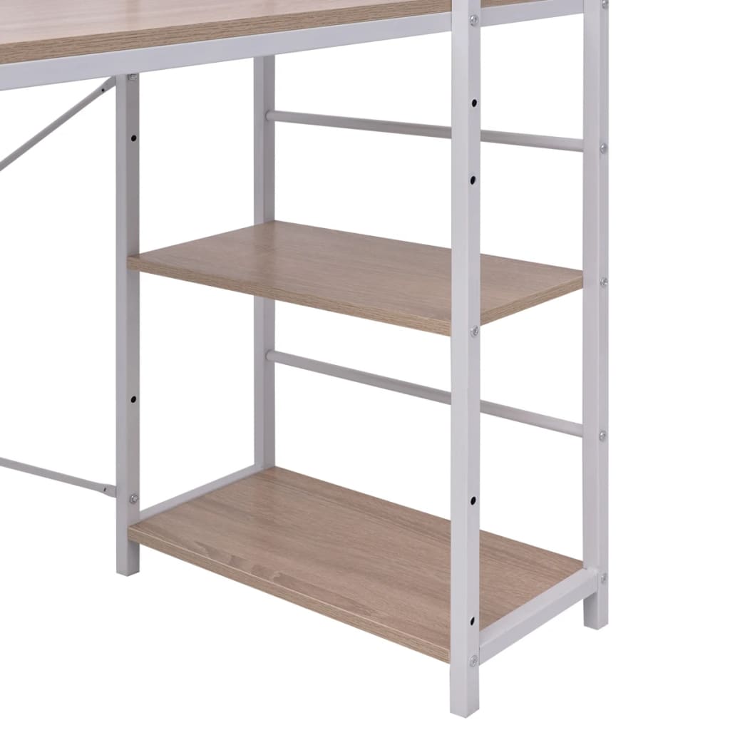 Skrivebord med 4-hyllers bokhylle eik vidaXL