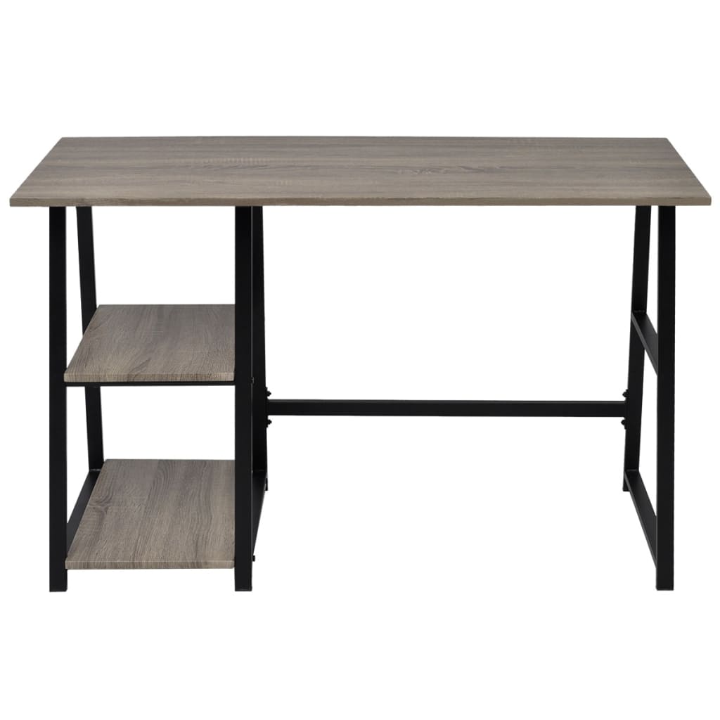 Skrivebord med 2 hyller grå og eik