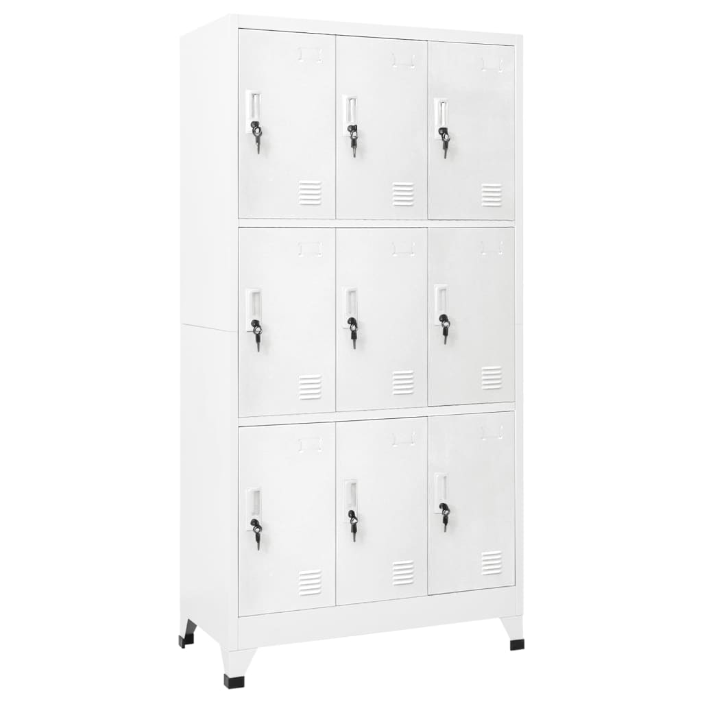 Garderobeskap med 9 rom stål 90x45x180 cm grå