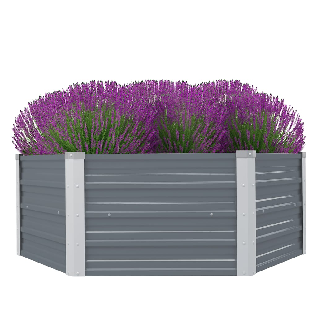 Forhøyet hagebed 129x129x45 cm galvanisert stålgrå