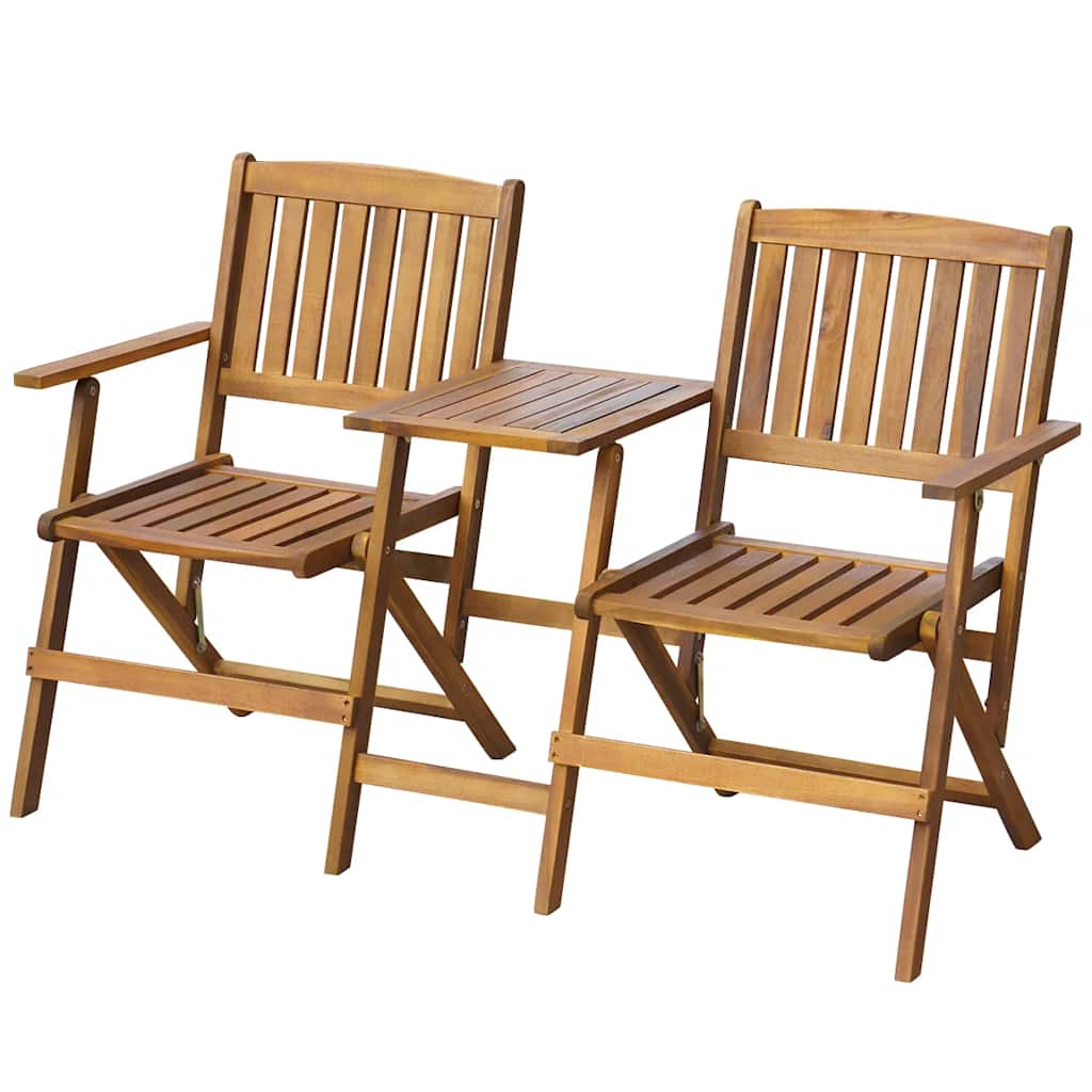 Sammenleggbar hagebenk med tebord 140 cm heltre akasie
