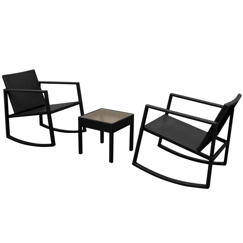 Bistrosett 3 deler polyrotting svart