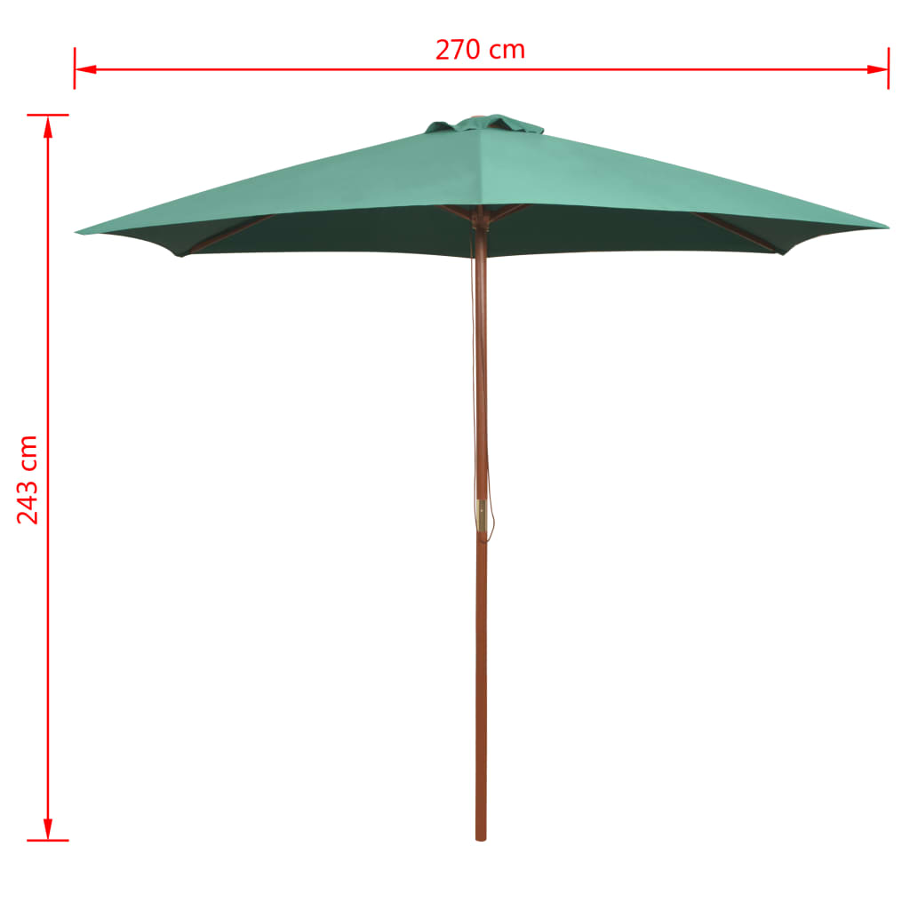Parasoll 270x270 cm trestang grønn vidaXL