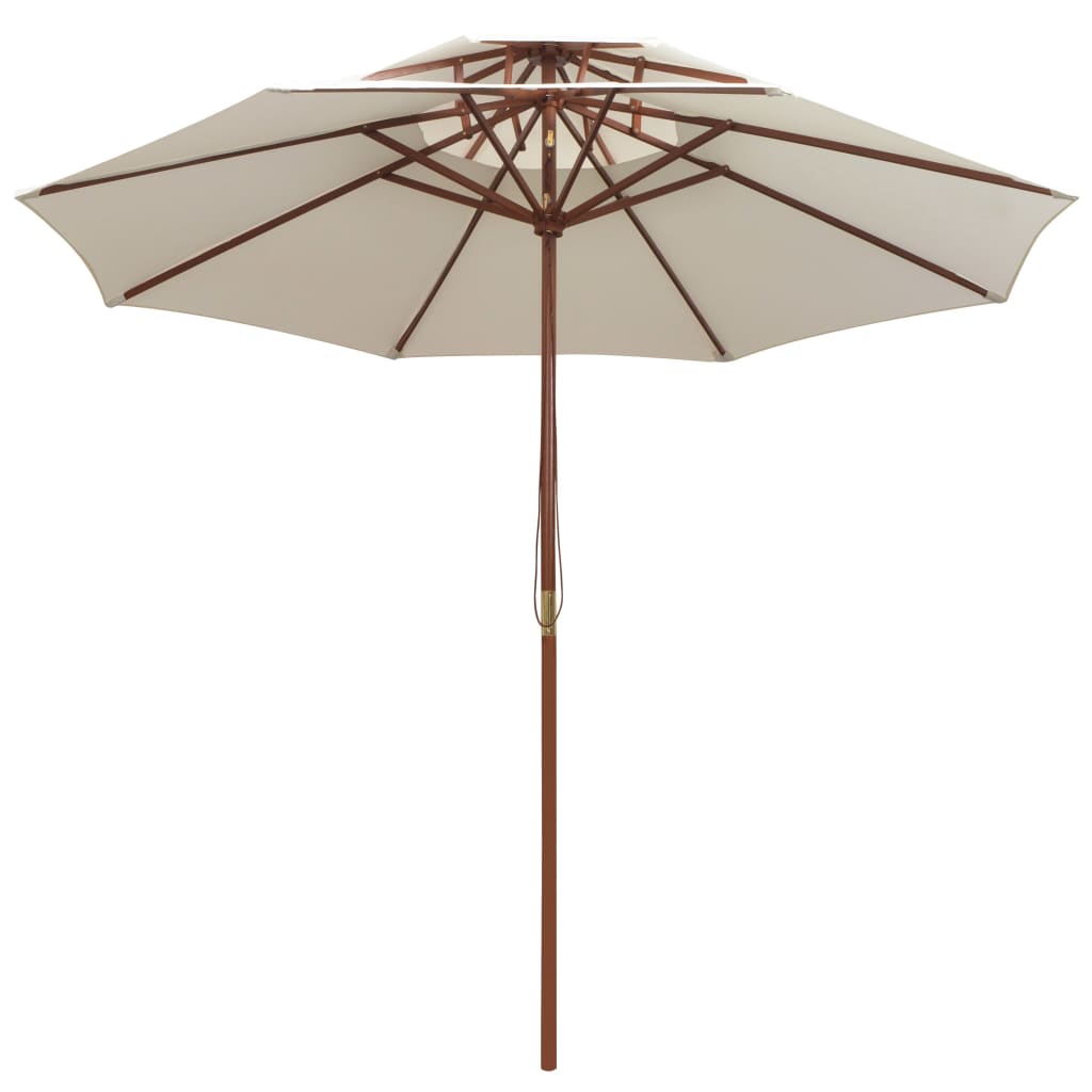 Parasoll med lufteluke 270x270 cm trestang kremhvit