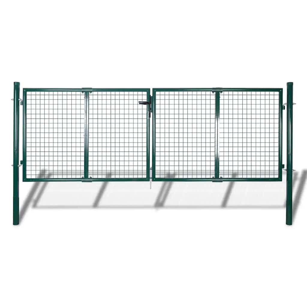Gjerdeport stål 300x100 cm grønn
