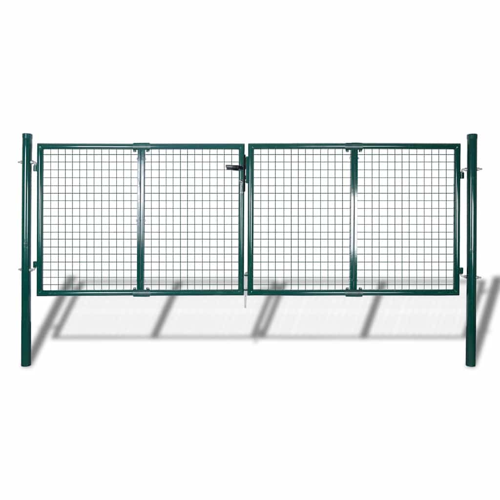 Gjerdeport stål 300x125 cm grønn