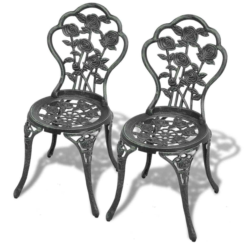 Bistrostoler 2 stk støpt aluminium grønn vidaXL