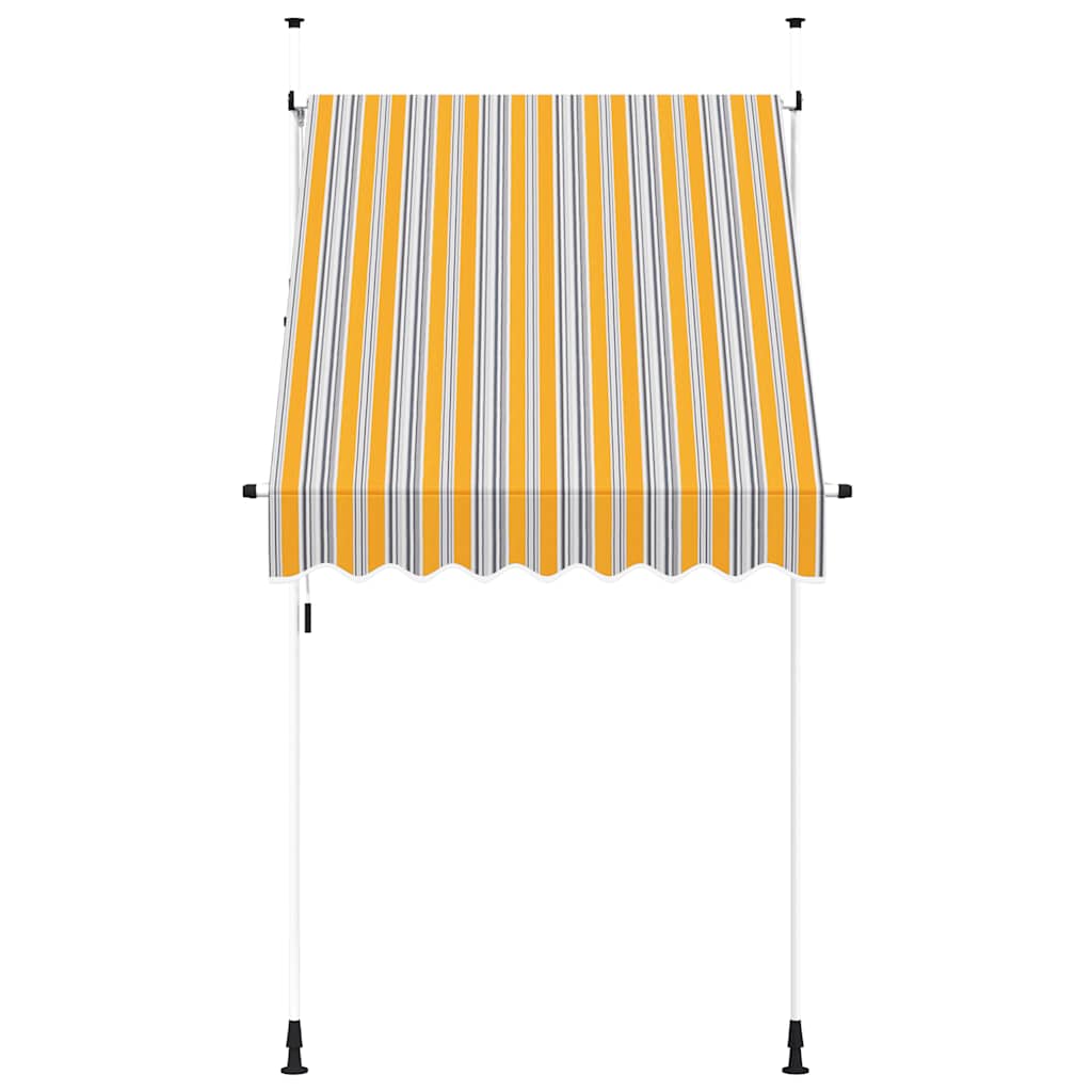 Manuell uttrekkbar markise 150 cm gule og blå striper