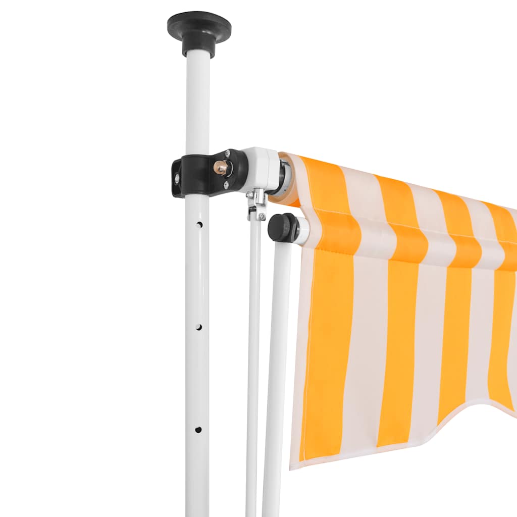 Manuell uttrekkbar markise 150 cm oransje og hvite striper