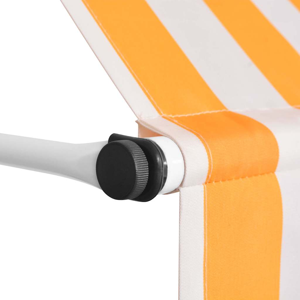 Manuell uttrekkbar markise 150 cm oransje og hvite striper