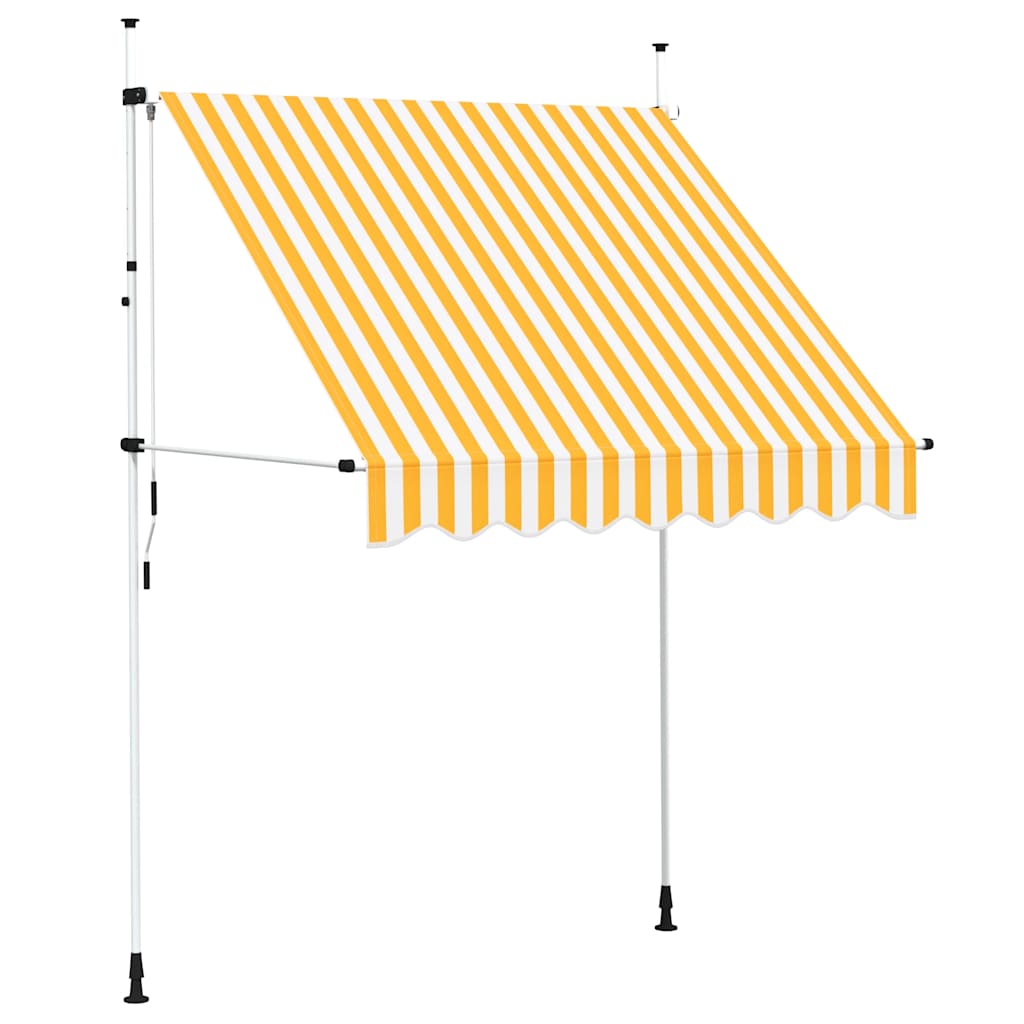 Manuell uttrekkbar markise 200 cm oransje og hvite striper vidaXL
