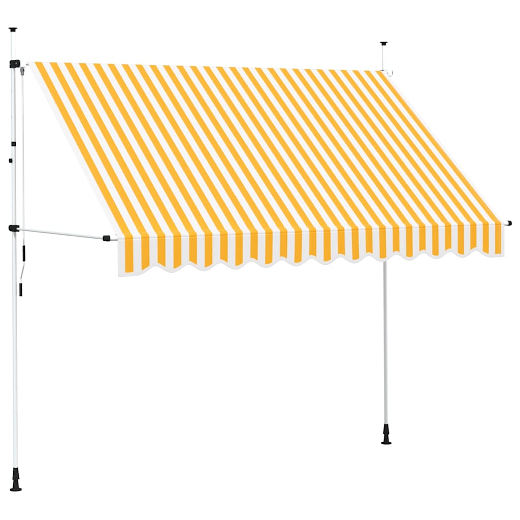 Manuell uttrekkbar markise 300 cm oransje og hvite striper vidaXL