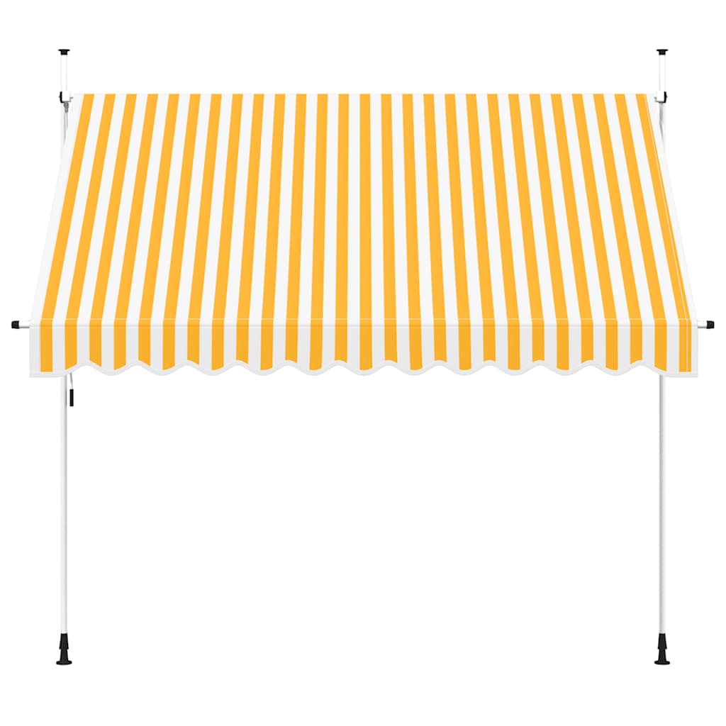 Manuell uttrekkbar markise 300 cm oransje og hvite striper vidaXL