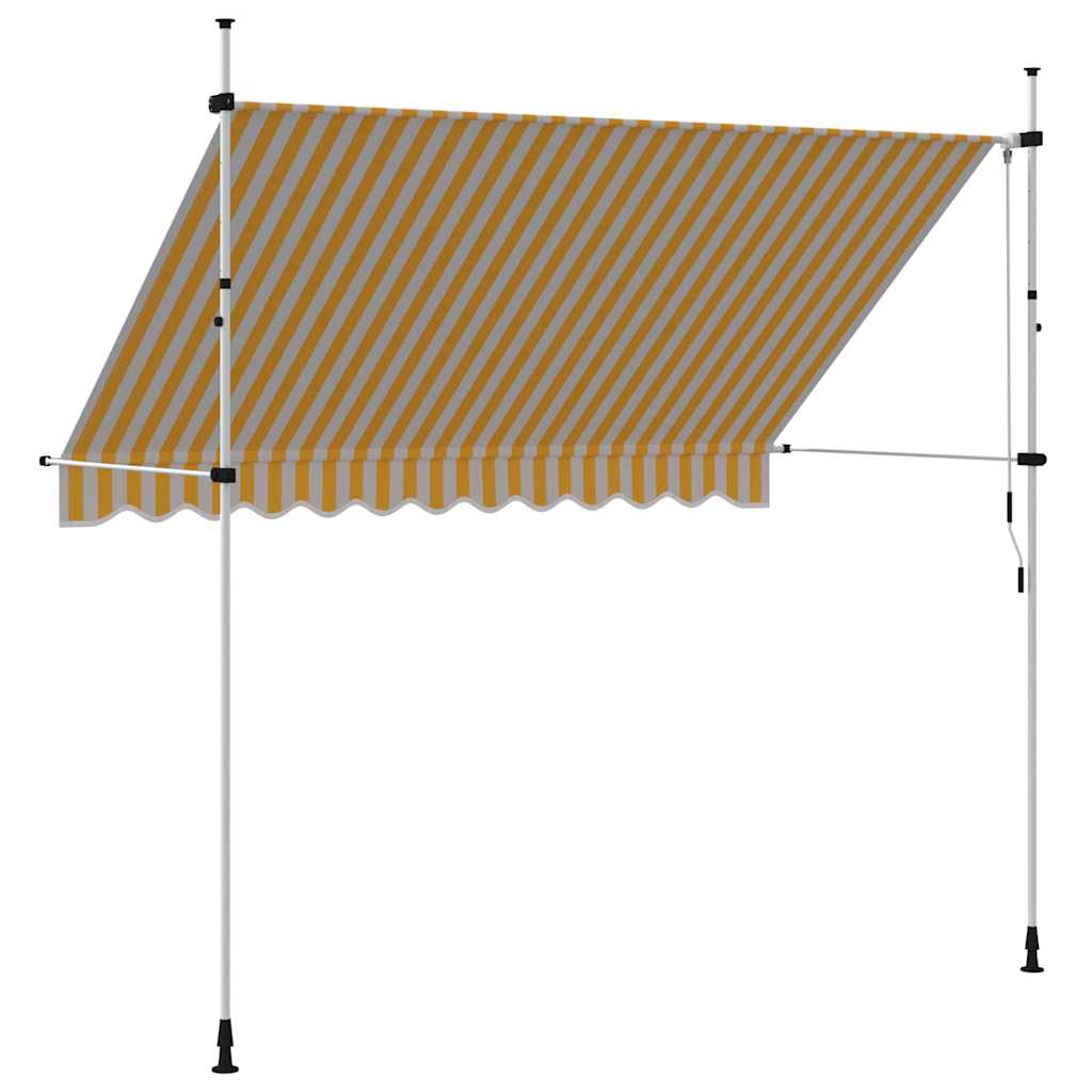 Manuell uttrekkbar markise 300 cm oransje og hvite striper vidaXL