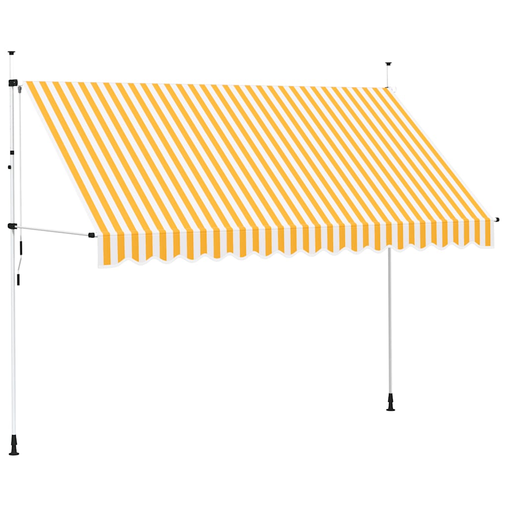 Manuell uttrekkbar markise 350 cm oransje og hvite striper vidaXL