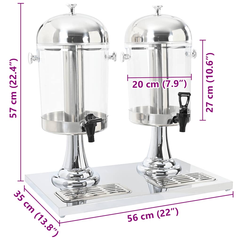 Dobbel juicedispenser rustfritt stål 2 x 8 L vidaXL