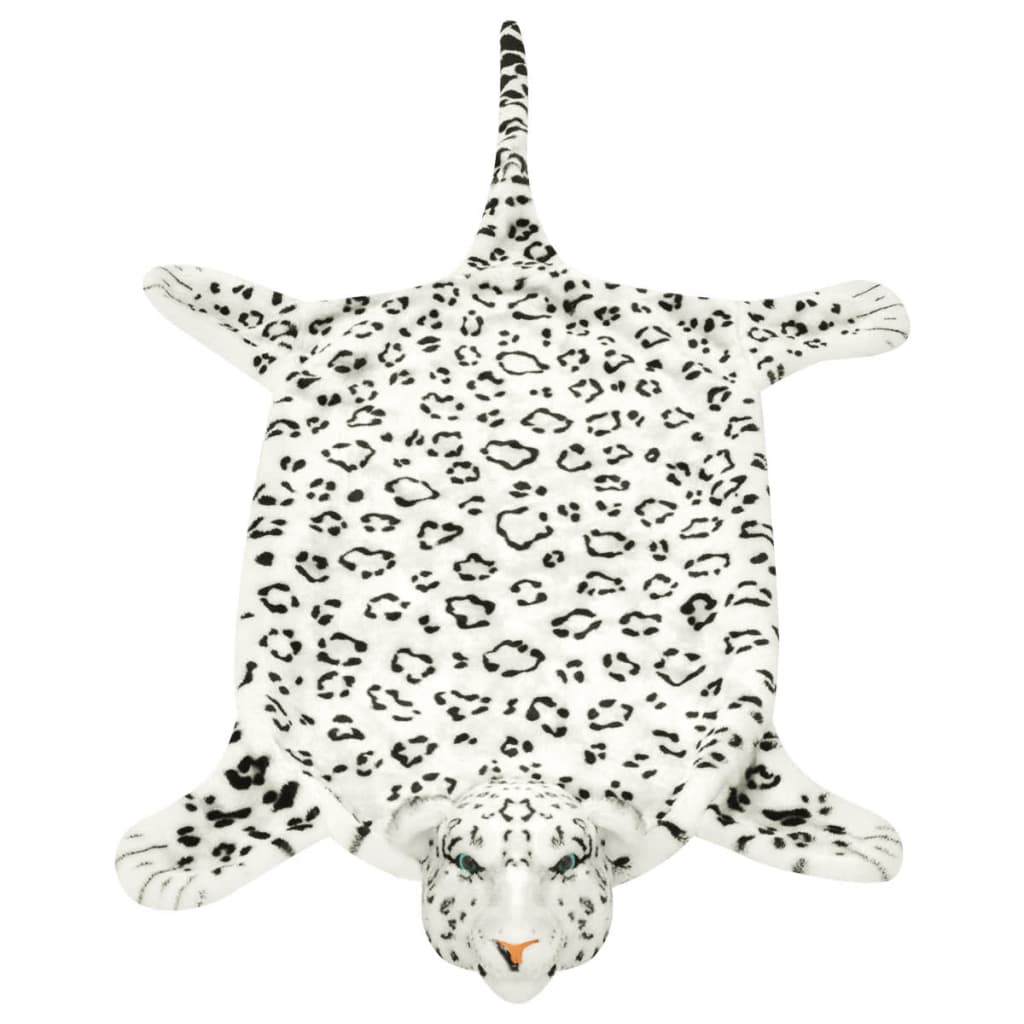 Leopardteppe plysj 139 cm hvit