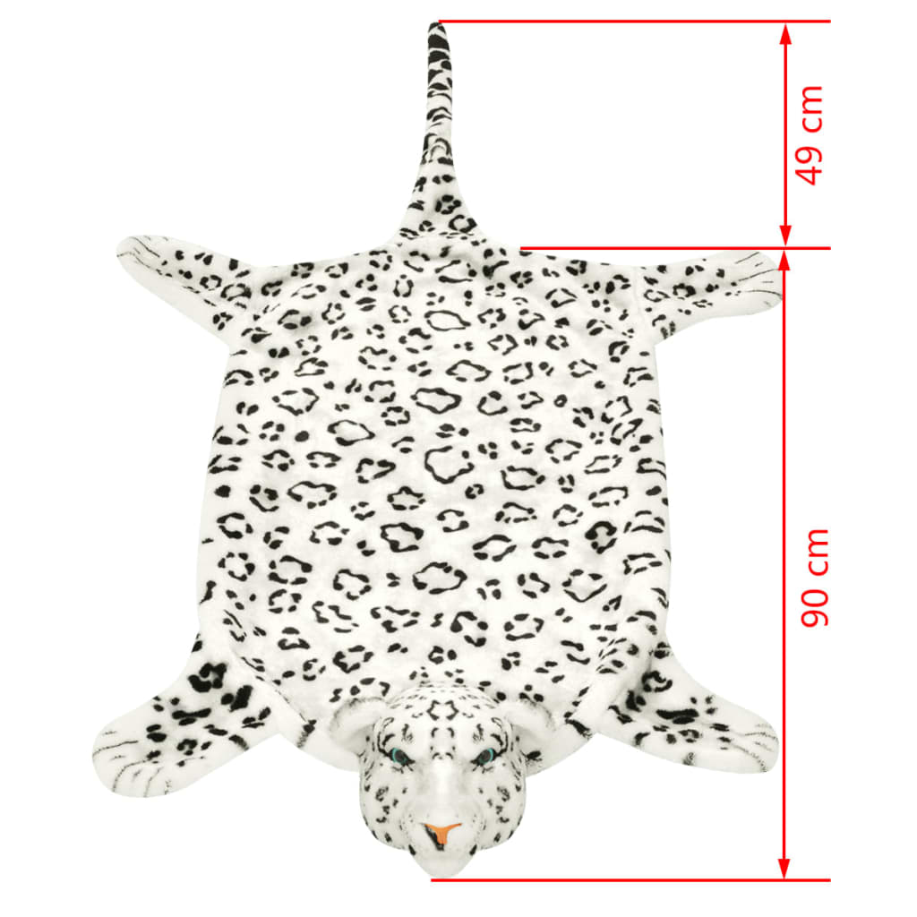 Leopardteppe plysj 139 cm hvit
