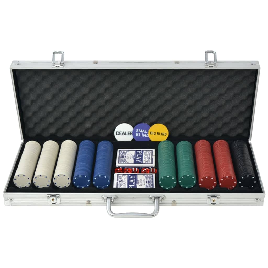 Pokersett med 500 sjetonger aluminium vidaXL