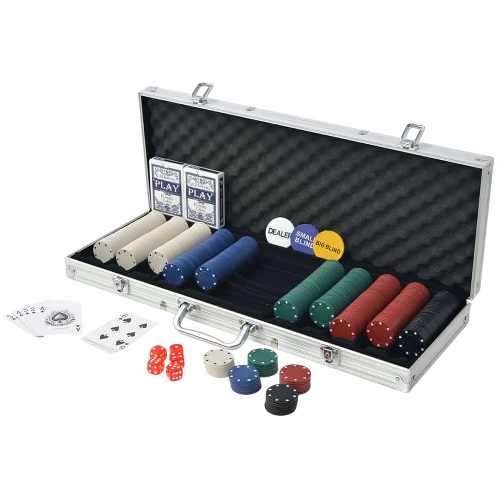 Pokersett med 500 sjetonger aluminium vidaXL