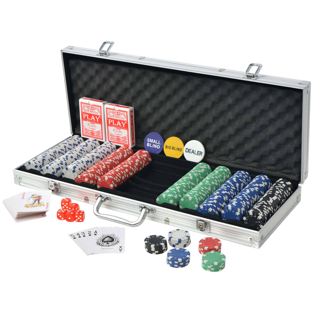 Pokersett med 500 sjetonger aluminium vidaXL