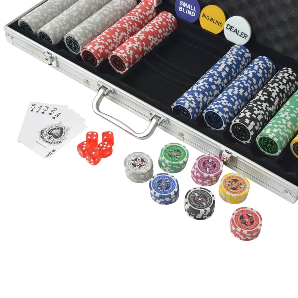 Pokersett med 500 laser-sjetonger aluminium