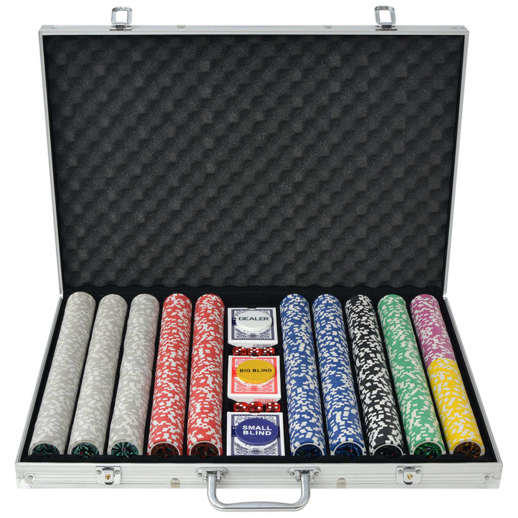 Pokersett med 1000 laser-sjetonger aluminium vidaXL