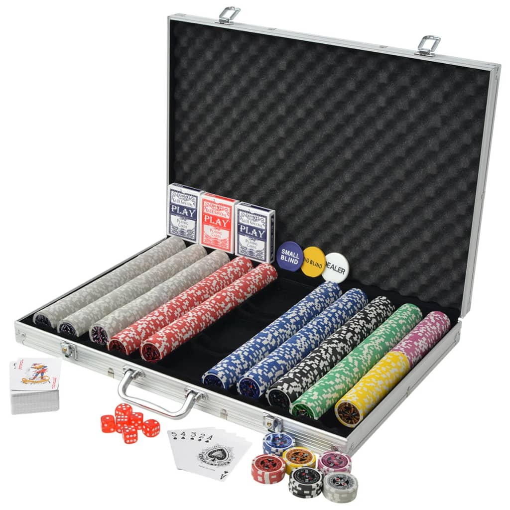 Pokersett med 1000 laser-sjetonger aluminium vidaXL