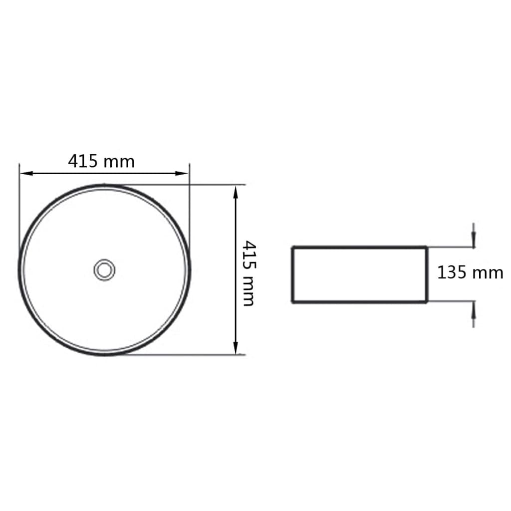 Servant rund keramisk hvit 41,5x13,5 cm