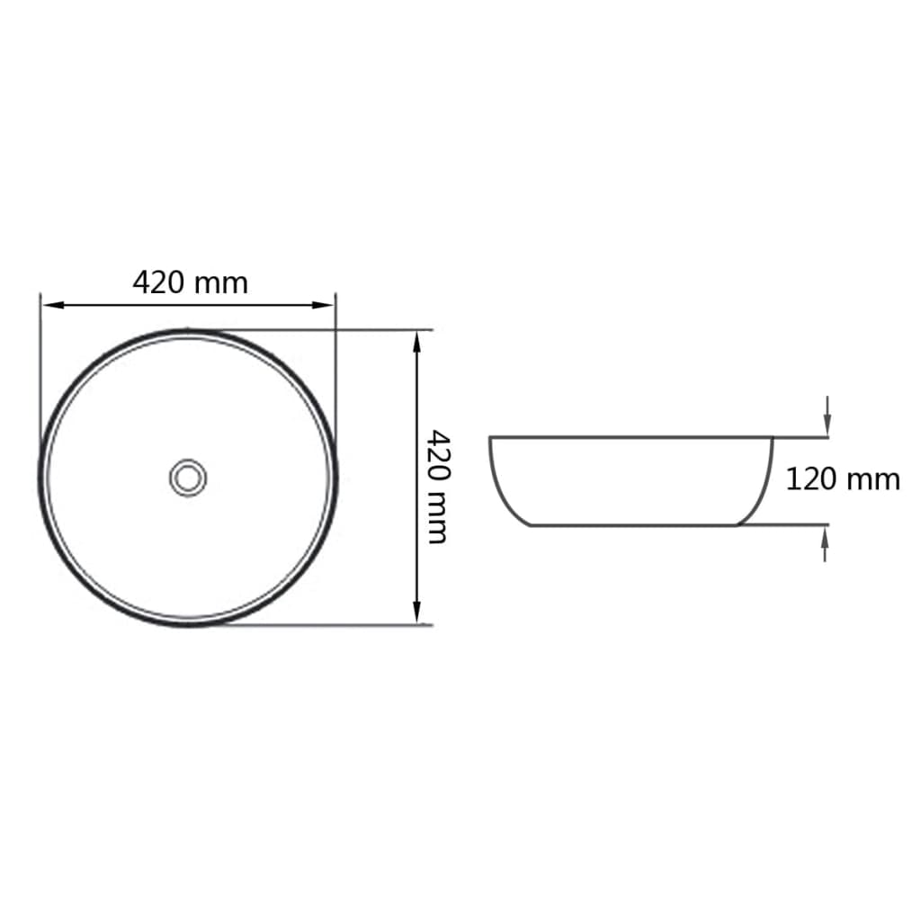 Servant rund keramisk hvit 42x12 cm