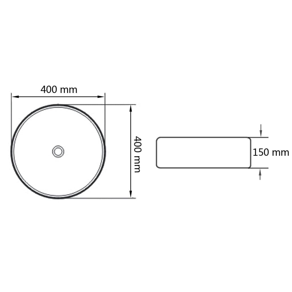 Servant rund keramisk hvit 40x15 cm