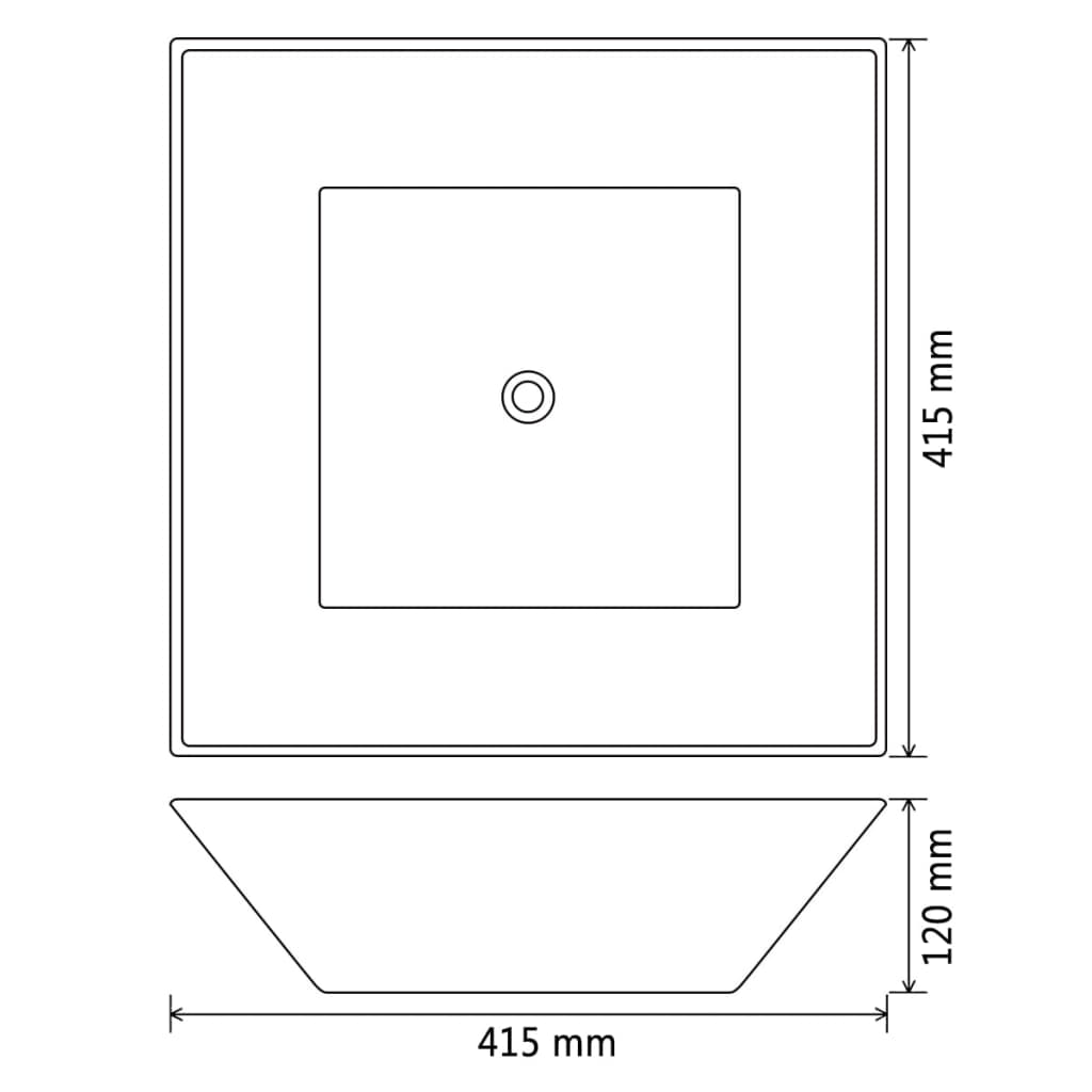 Servant kvadratisk keramisk hvit 41,5x41,5x12 cm