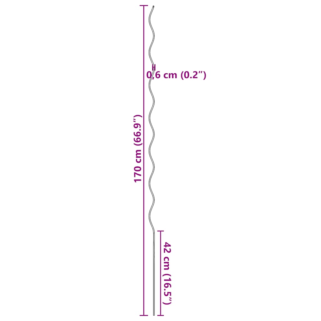 Spiralplantestøtter 5 stk 170 cm galvanisert stål