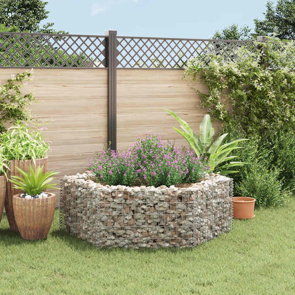 Gabion høybed sekskantet 160x140x50 cm