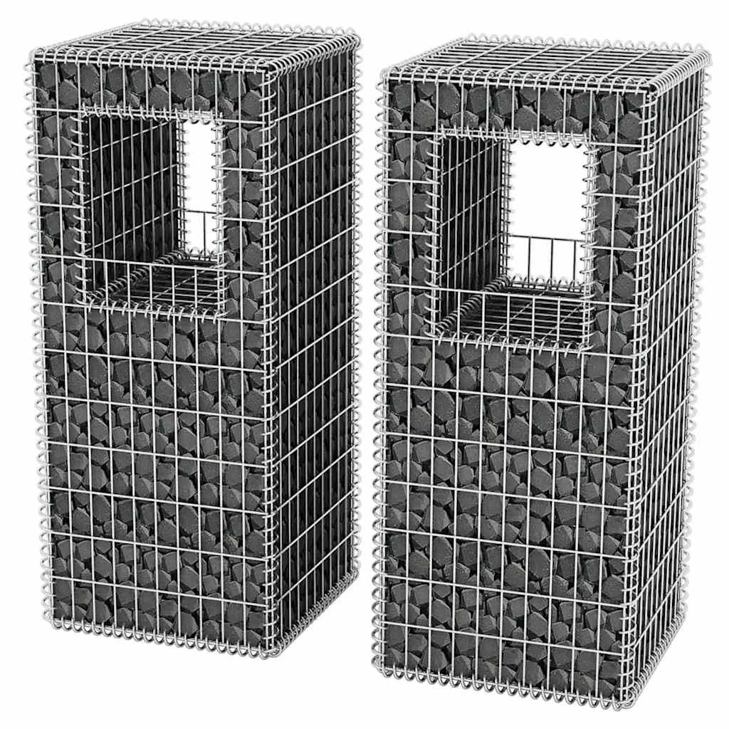 Gabionkurv stolpe/plante 2 stk stål 50x50x120 cm