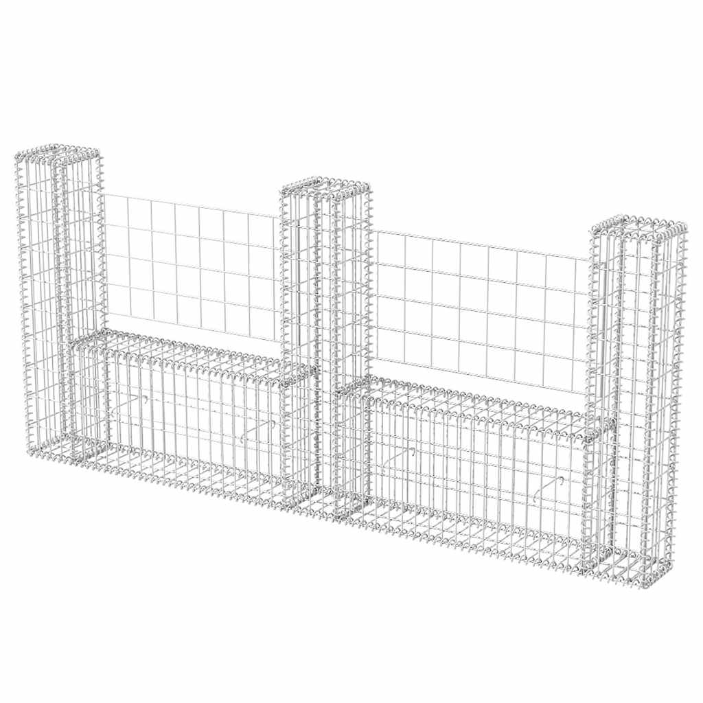 Gabionkurv u-form galvanisert stål 240x20x100 cm vidaXL