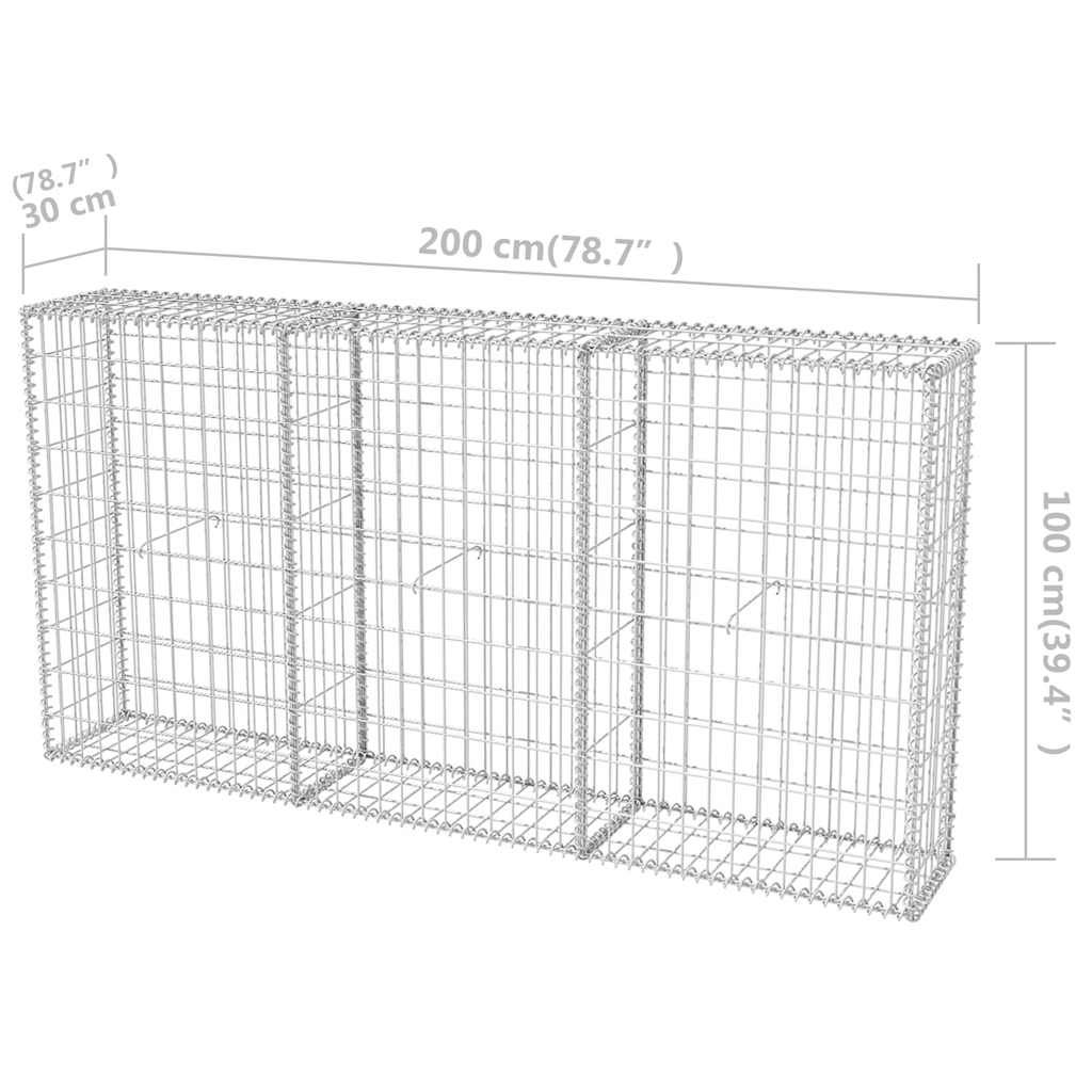Gabionkurv galvanisert stål 200x30x100 cm