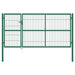 Hagegjerdeport med stolper 350x140 cm stålgrønn