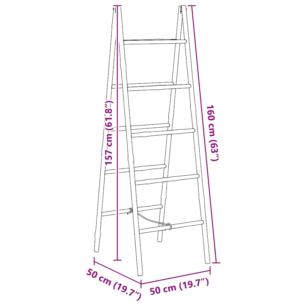 Dobbel håndklehenger med 5 trinn bambus 50x160 cm