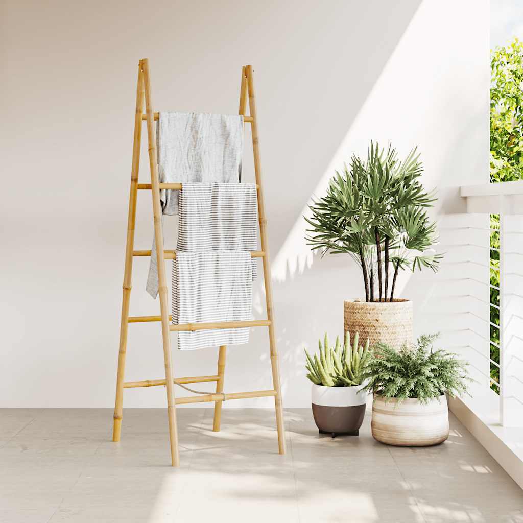 Dobbel håndklehenger med 5 trinn bambus 50x160 cm
