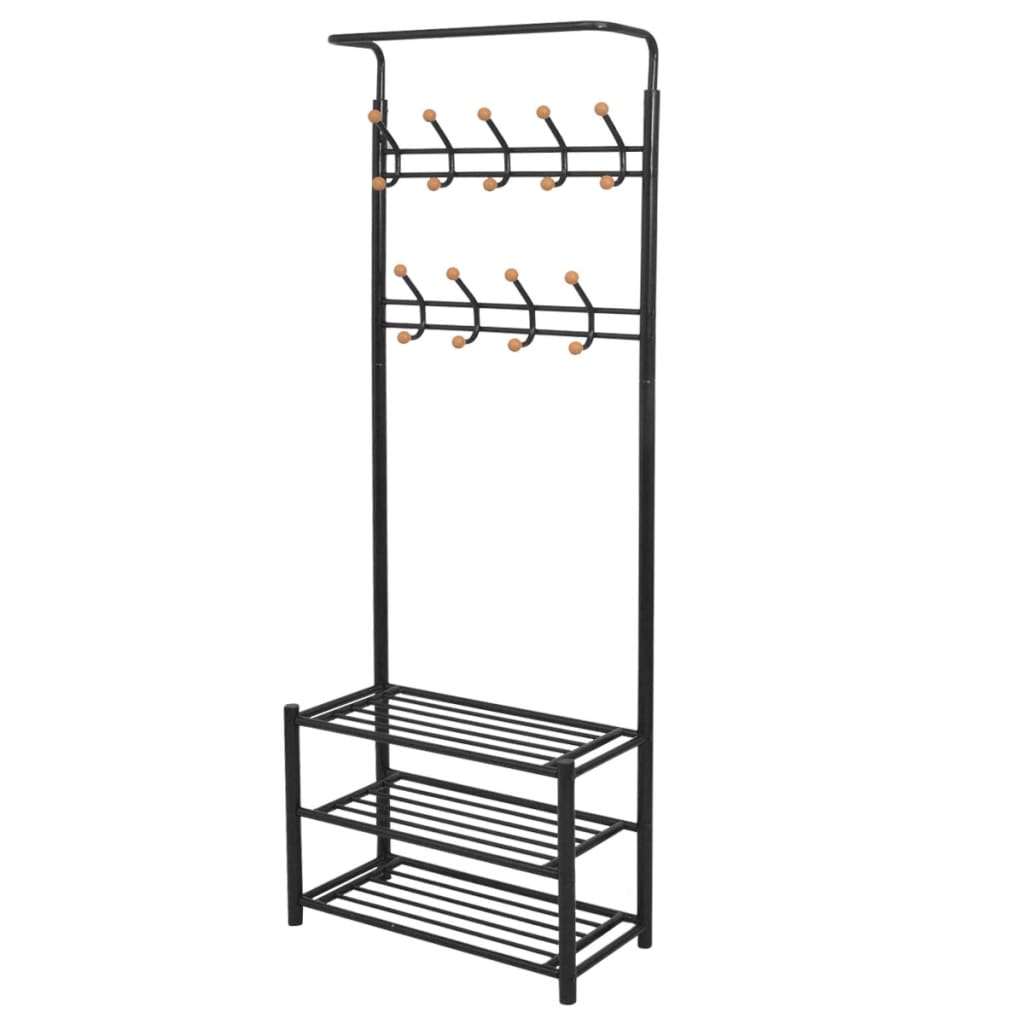Klesstativ med skohylle 68x32x182,5 cm svart
