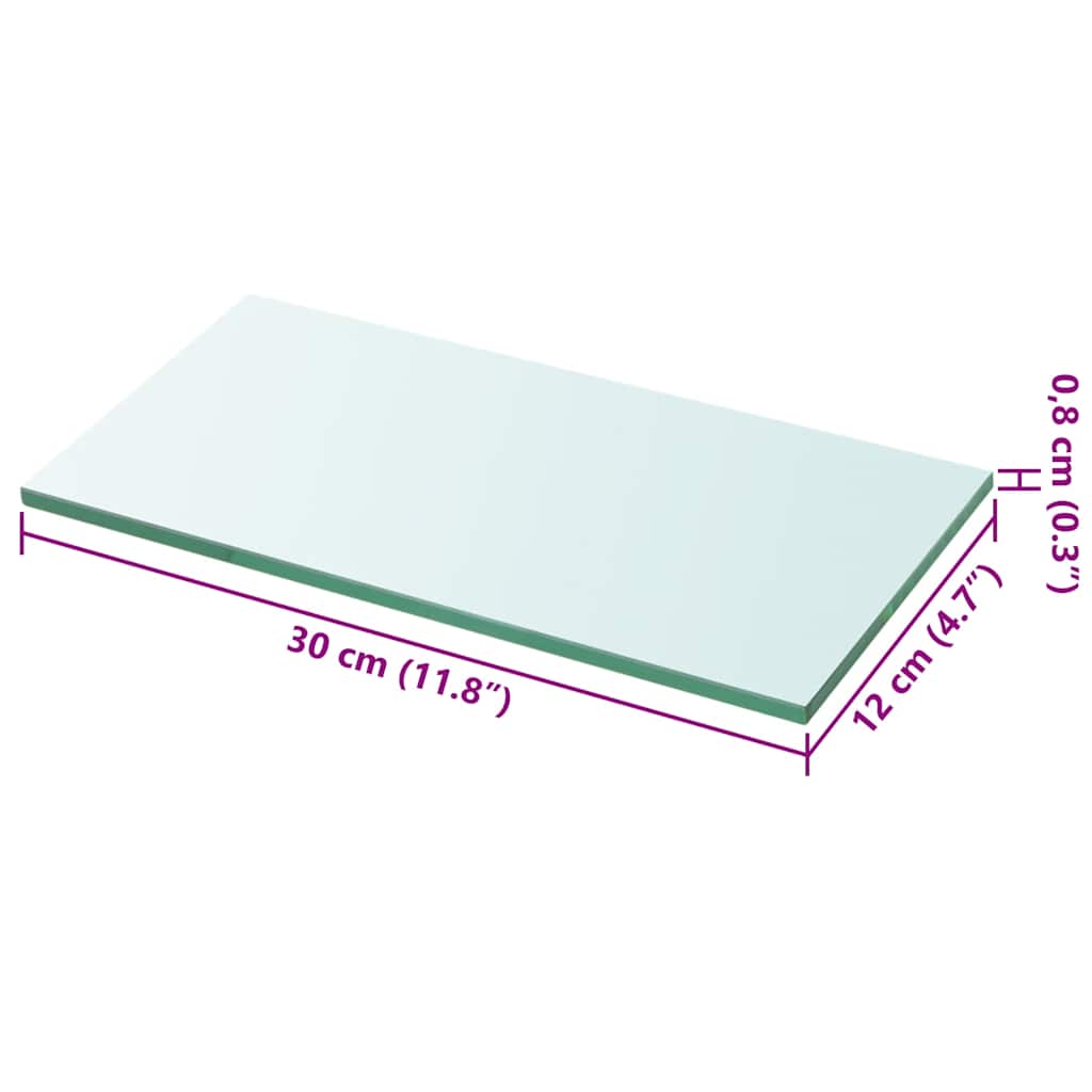 Hyllepanel klart glass 30x12 cm